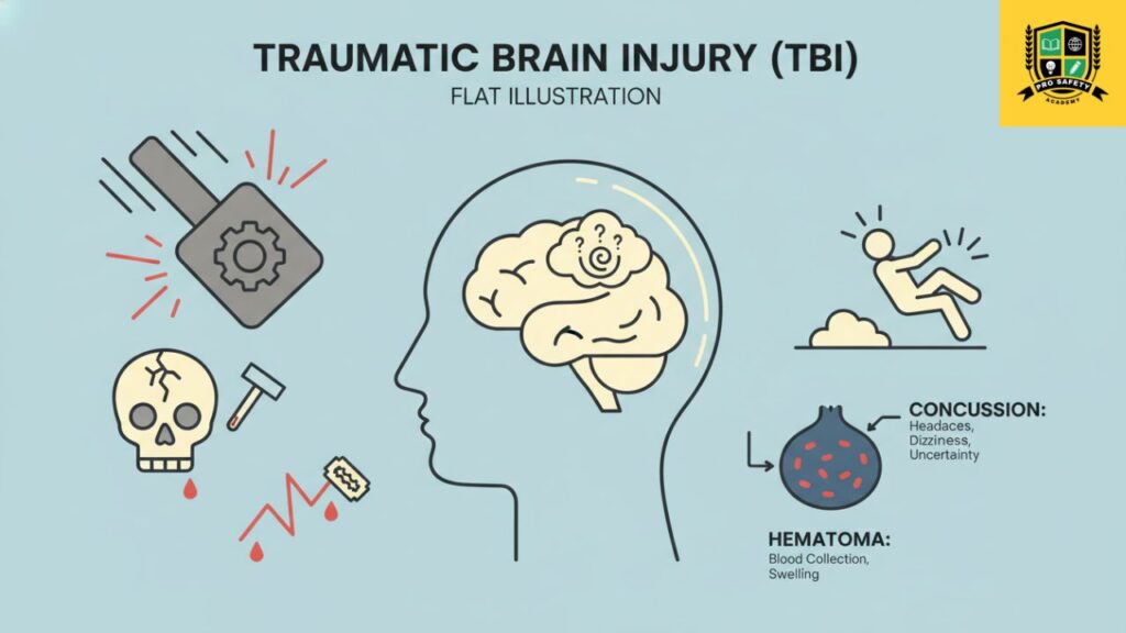 Illustration showing different types of head injuries
