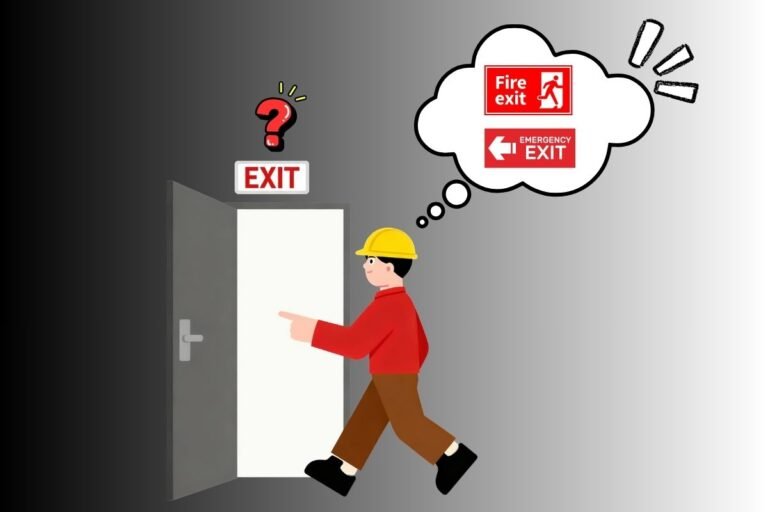 Fire exit vs emergency exit signage showing evacuation routes