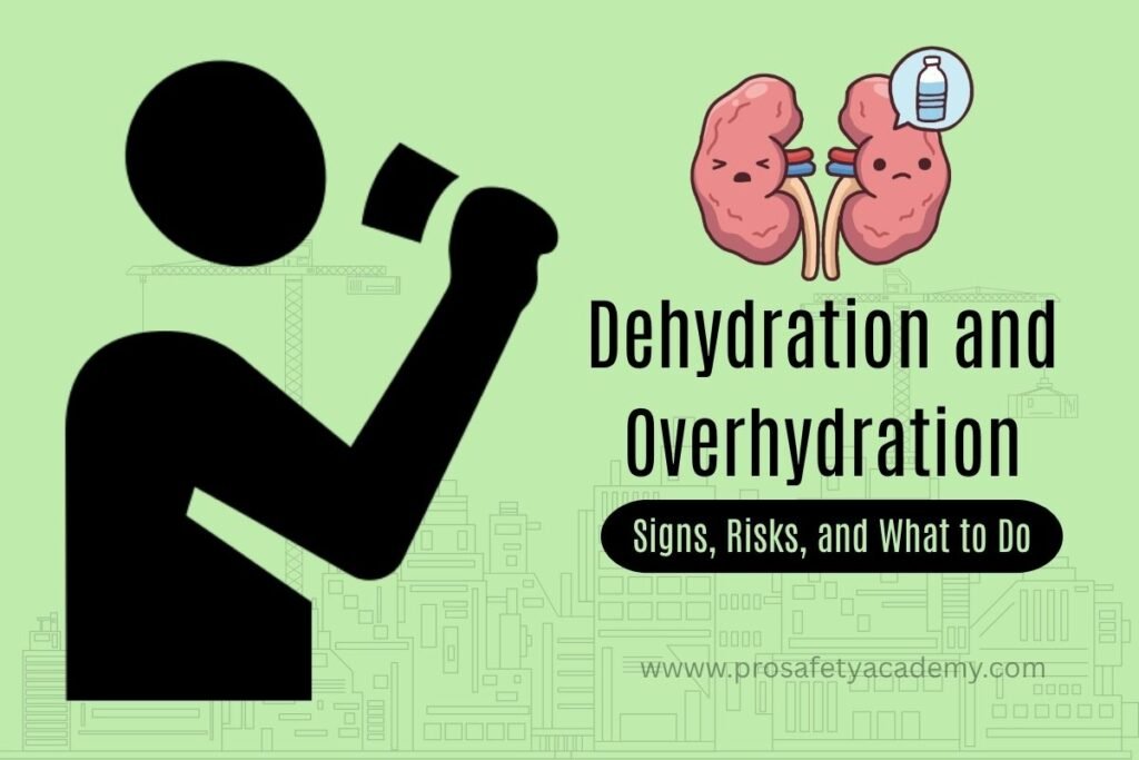 Worker drinking water to prevent dehydration during work