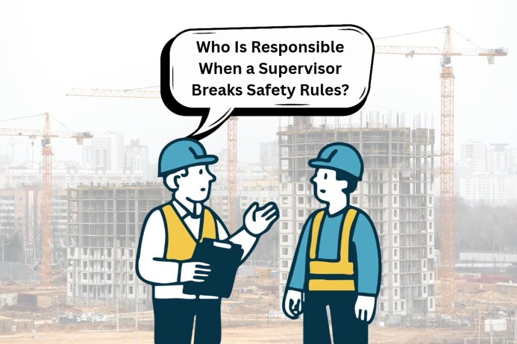 Safety officer discussing workplace safety violations with a supervisor at an industrial site